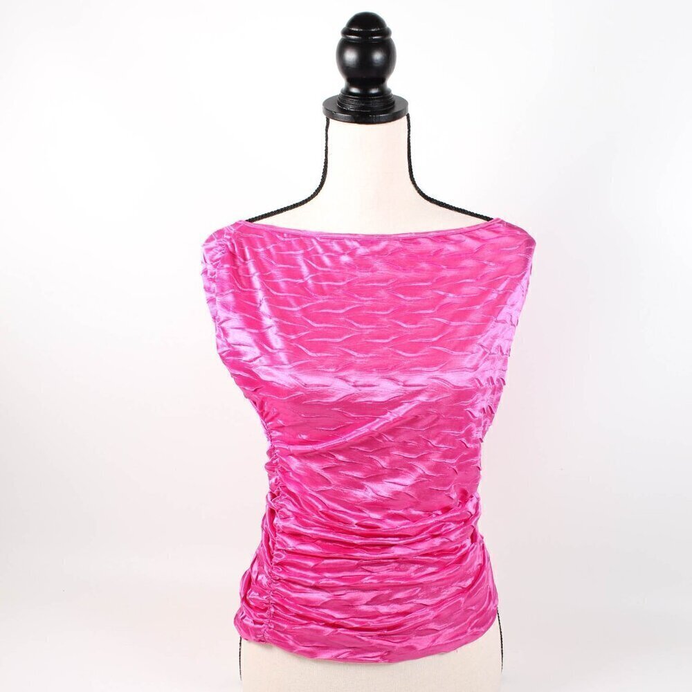 Boohoo Textured Satin Asymmetrical Ruched Top - NWT, Size 8
